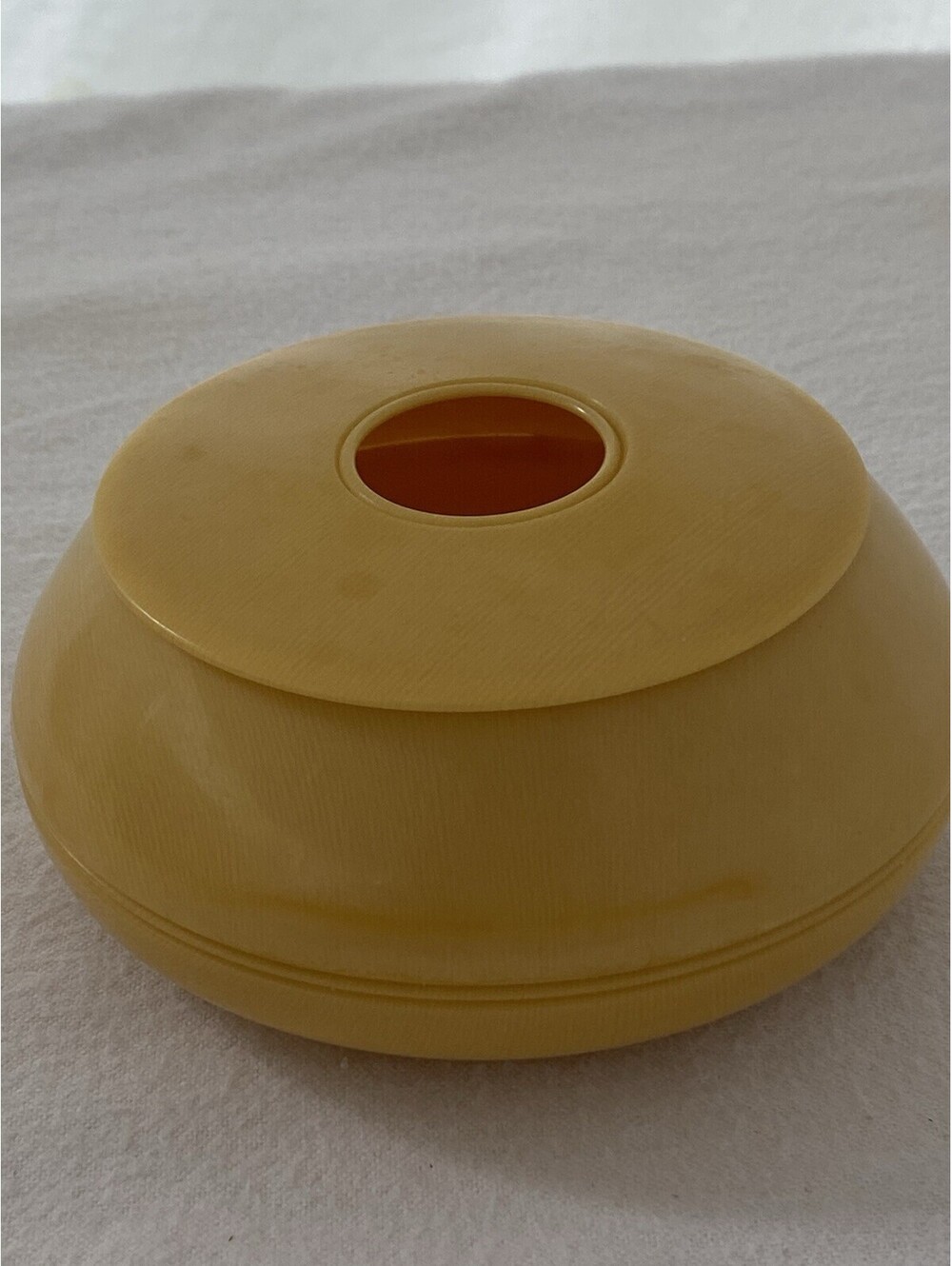 Vintage Celluloid Hair Receiver French Ivory Style Vanity Dresser Jar Art Deco